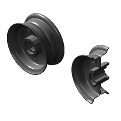 Split industrial wheel with hub